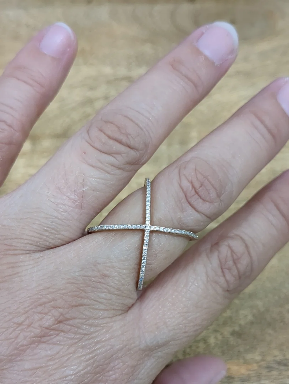 Elegant Crisscross Pave Ring - Sterling Silver